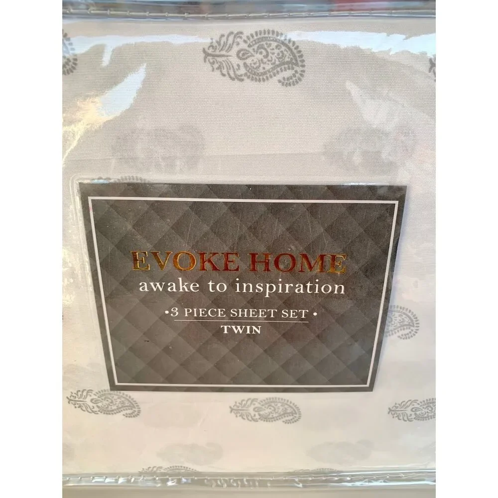 Evoke Home Awake To Inspiration Grey Twin 3 piece Size Sheet Set Microfiber GEO